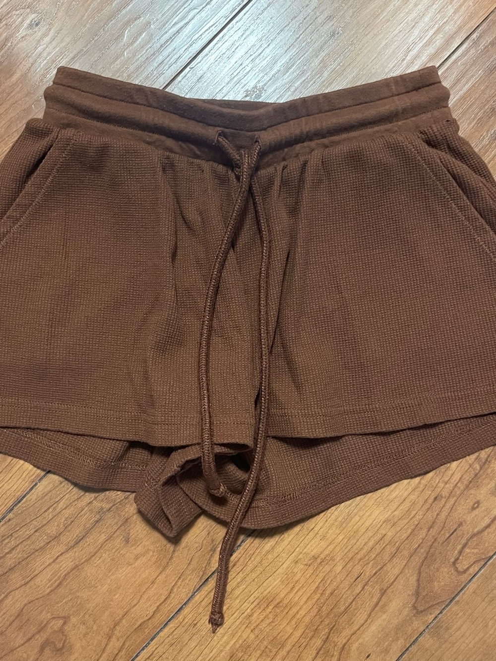 Aeropostale Brown Waffle Knit Drawstring Athletic Shorts